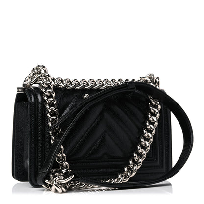 Chanel Caviar Chevron Quilted Small Boy Flap Black 3 of 10