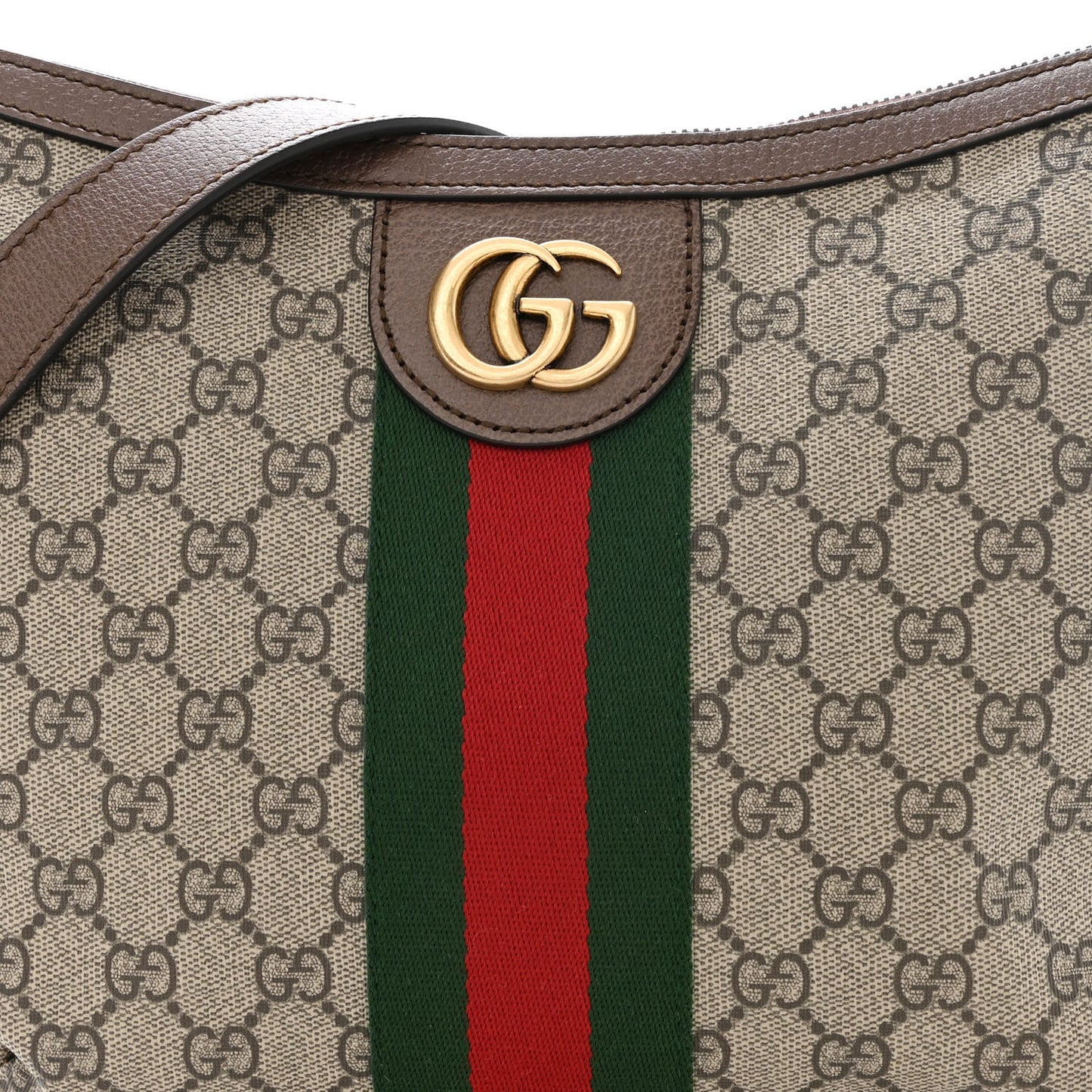 GG Supreme Monogram Web Small Ophidia Half Moon Hobo Brown