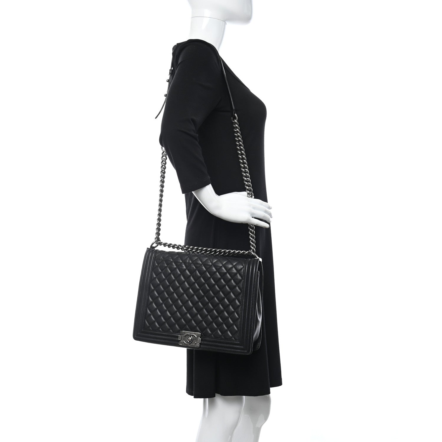 Chanel Calfskin Quilted Large Boy Flap Black 2 of 13