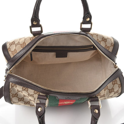 Gucci Monogram Vintage Web Medium Webby Bee Boston Dark Brown 6 of 8