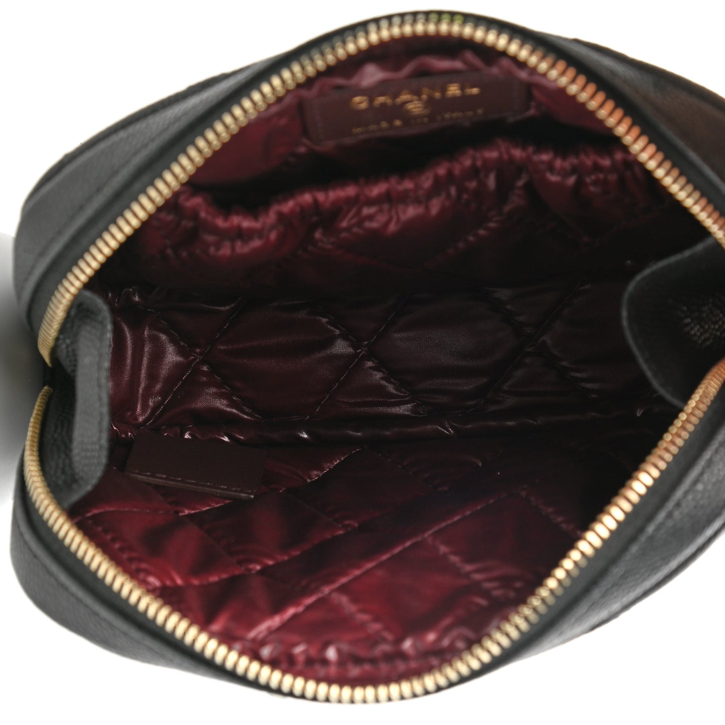 Caviar Quilted Small Curvy Pouch Cosmetic Case Black