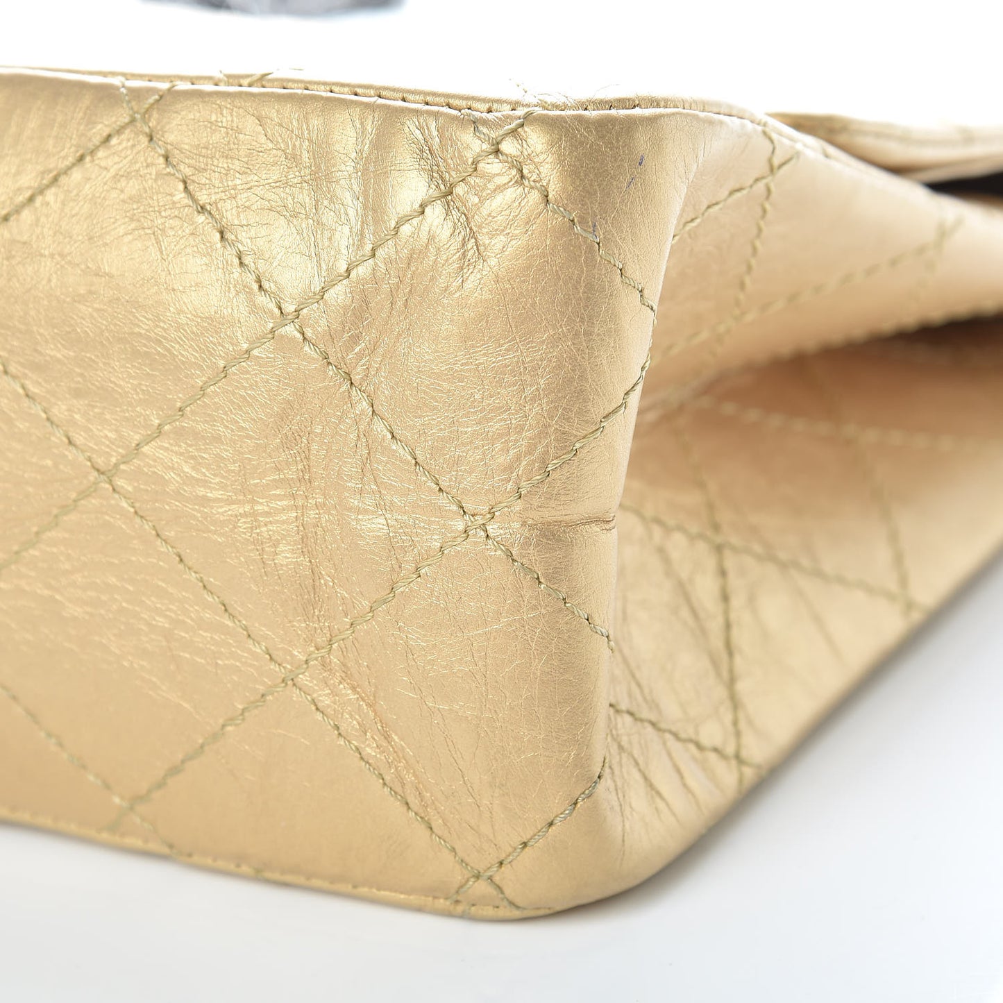 Metallic Aged Calfskin Quilted 2.55 Reissue 227 Flap Gold
