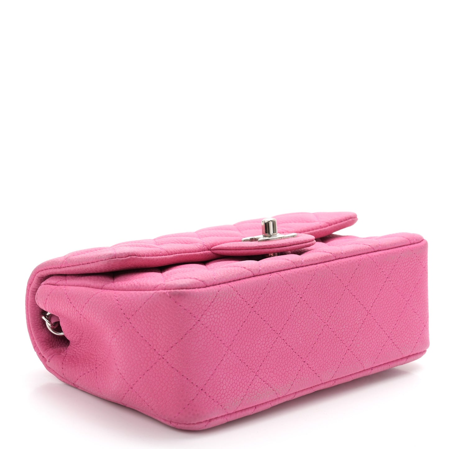 Iridescent Caviar Quilted Mini Rectangular Flap Pink