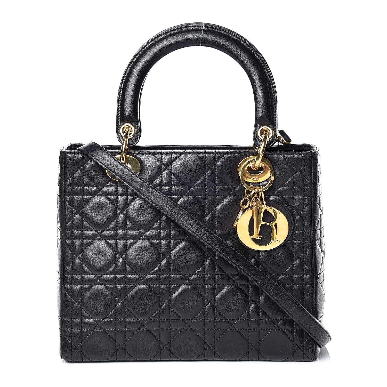 Christian Dior Lambskin Cannage Medium Lady Dior Black 1 of 14