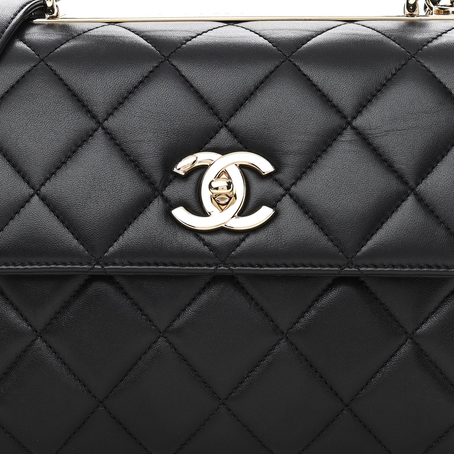 Lambskin Quilted Small Trendy CC Dual Handle Flap Bag Black