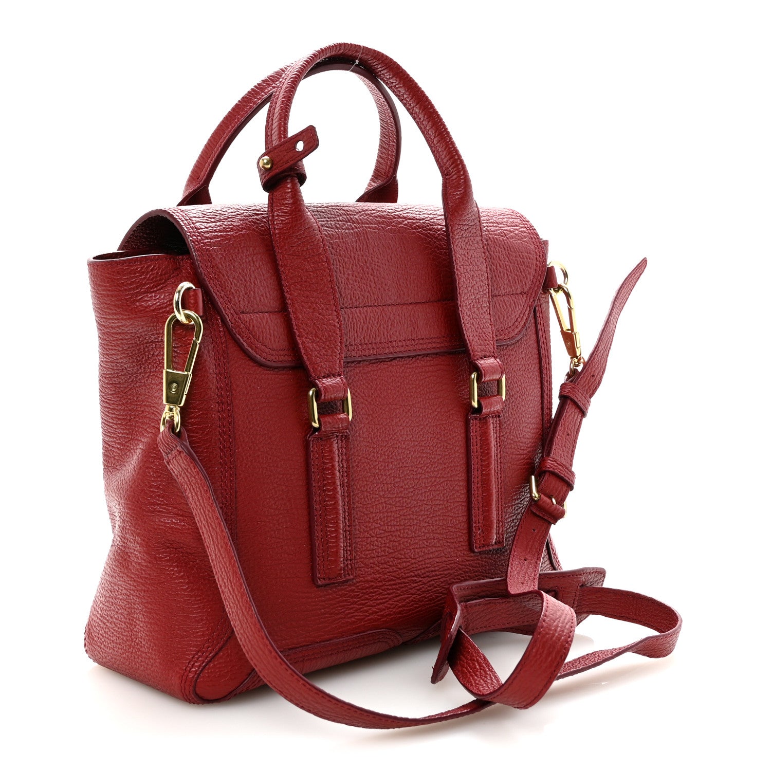 3.1 Phillip Lim Textured Calfskin Medium Pashli Satchel Crimson 3 of 9