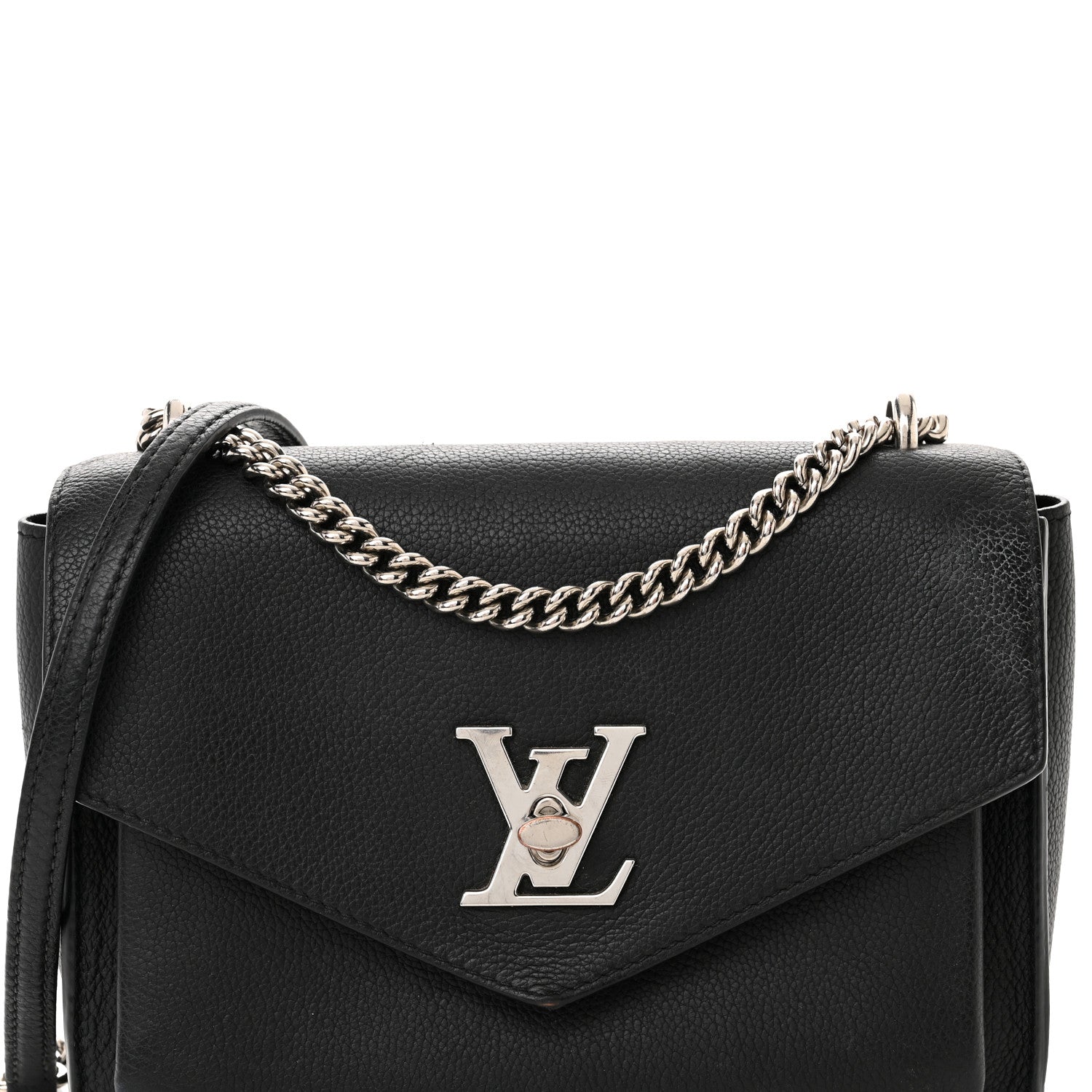 Louis Vuitton Soft Calfskin Mylockme Chain Bag BB Black 8 of 17