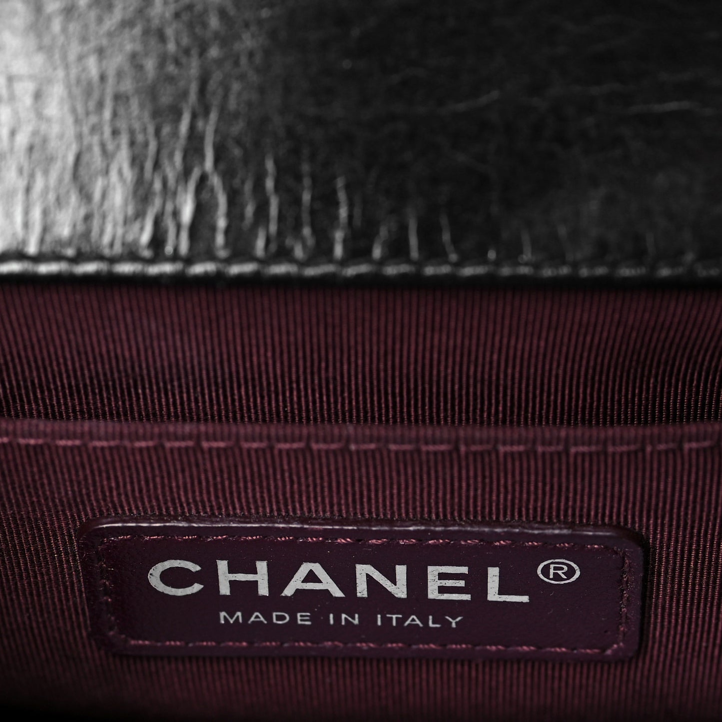 Glazed Calfskin Quilted Small Boy Chained Flap Black