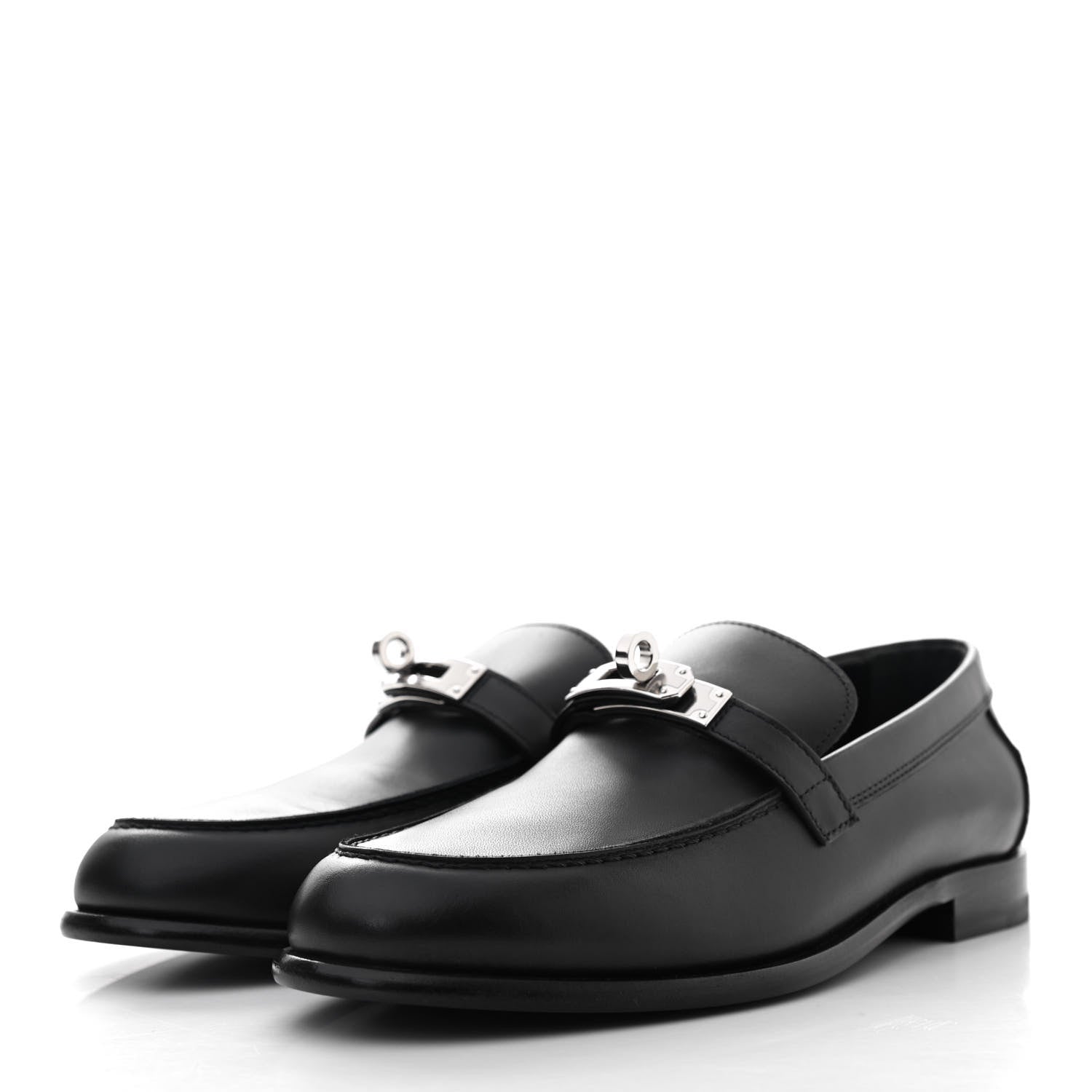 Hermes Calfskin Womens Destin Loafers 36 Black 3 of 9