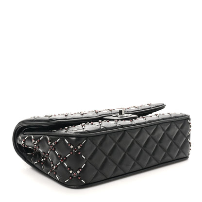 Chanel Lambskin Quilted Beaded Medium Double Flap Black 4 of 11