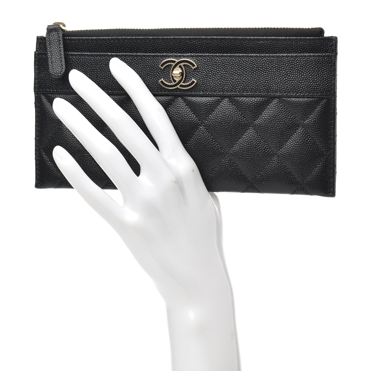 Chanel Caviar Quilted Mademoiselle Vintage Zip Pouch Black 2 of 10