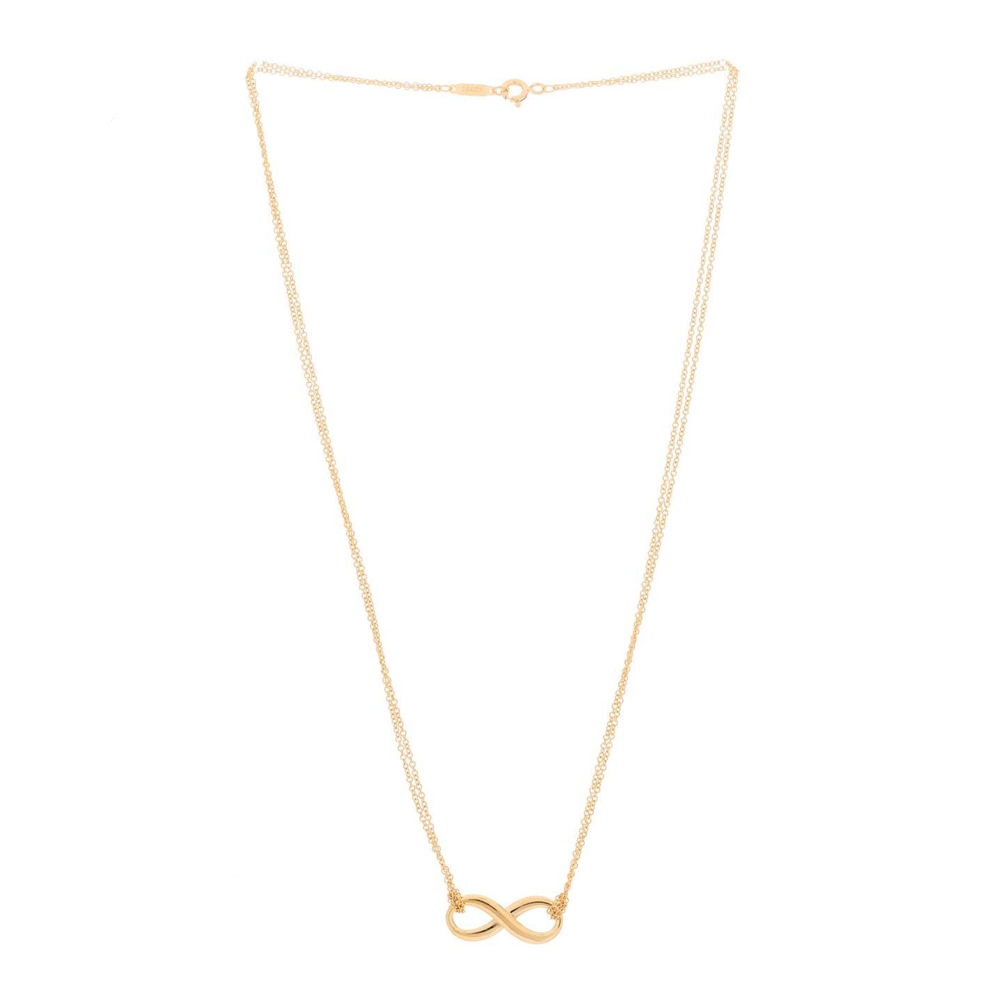 18K Rose Gold Infinity Double Chain Pendant Necklace