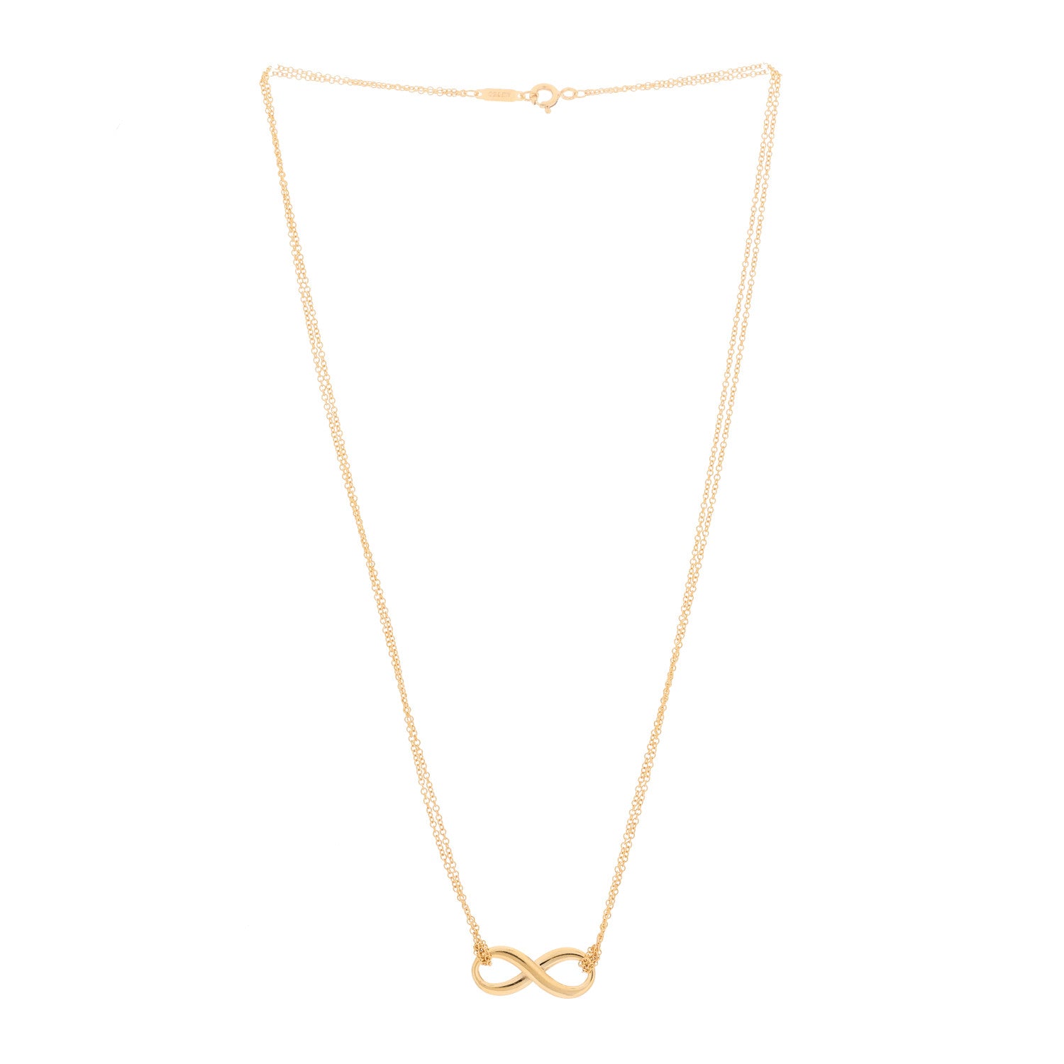 Tiffany 18K Rose Gold Infinity Double Chain Pendant Necklace 3 of 5