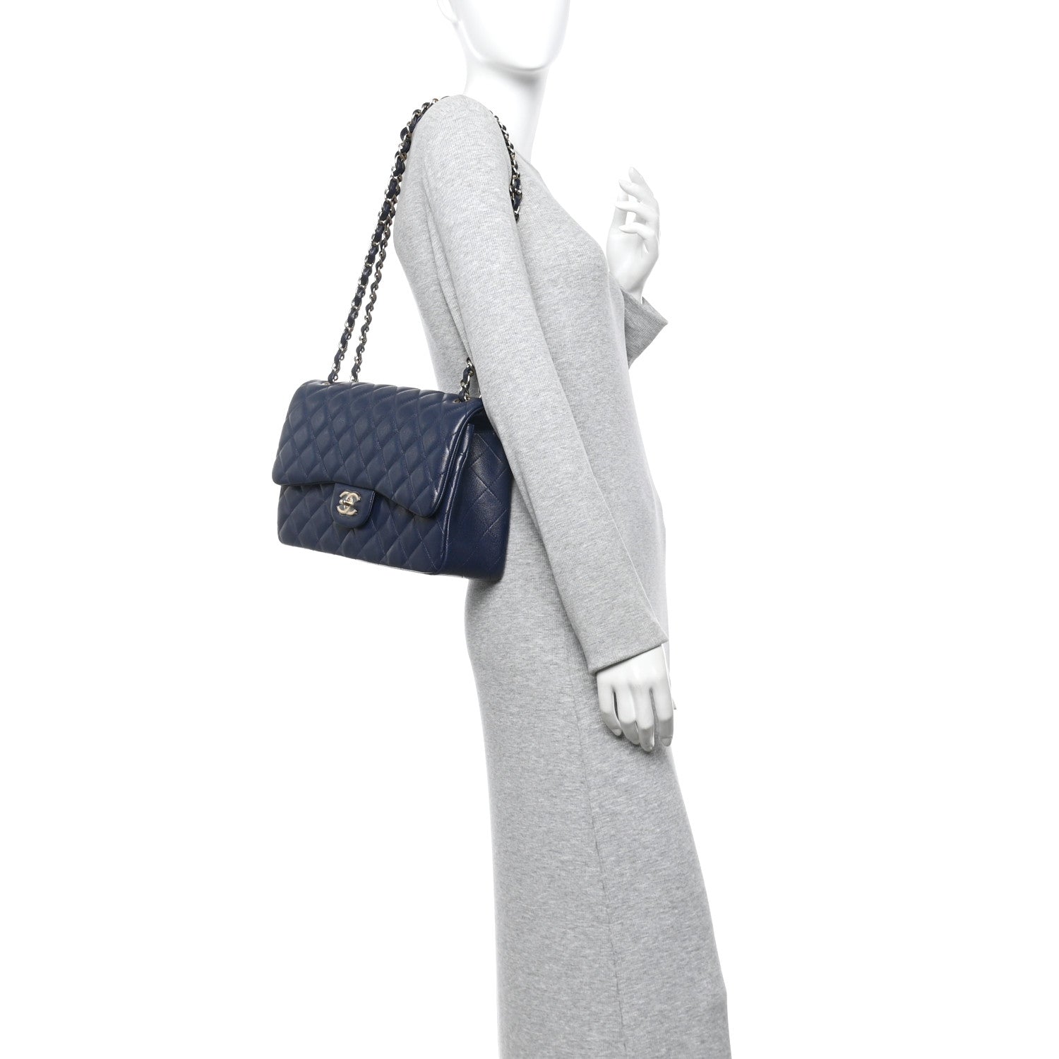 Chanel Caviar Quilted Jumbo Double Flap Navy Blue 2 of 11