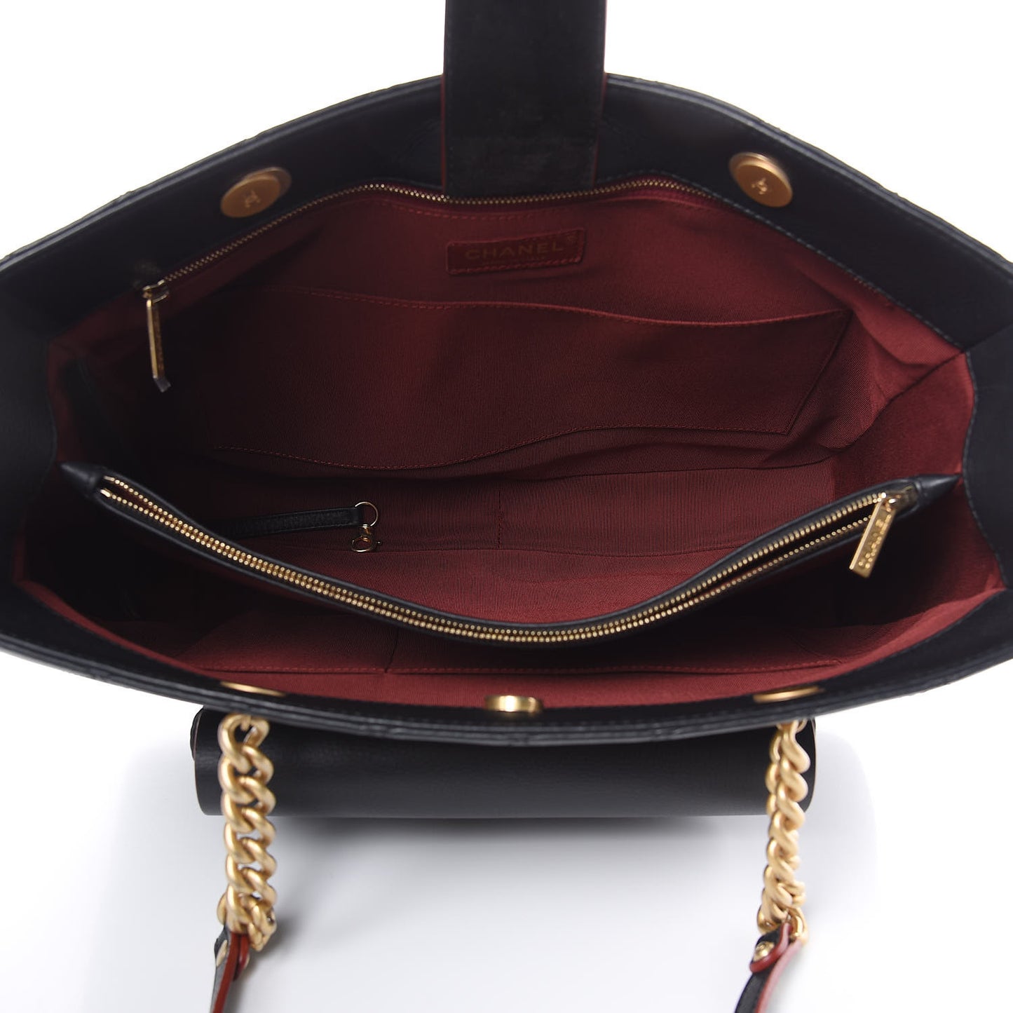 Calfskin Stitched Archi Chic Large Tote Black