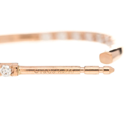 Tiffany 18K Rose Gold Diamond Medium Metro Hoop Earrings 4 of 4