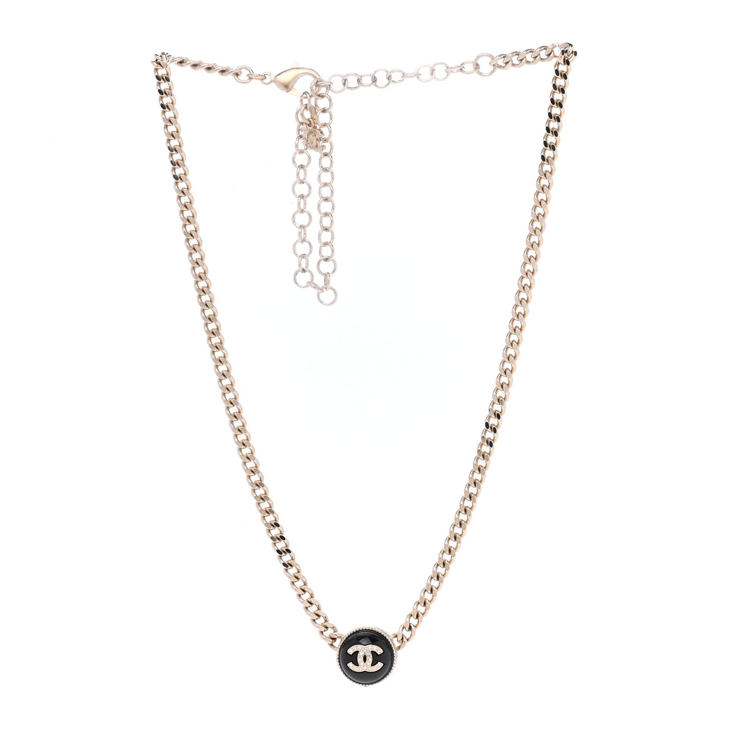 Crystal Resin CC Chain Link Short Necklace Black Gold