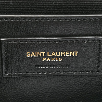 Saint Laurent Grain De Poudre Textured Mixed Matelasse Medium Triquilt Monogram Satchel Dark Beige 6 of 13