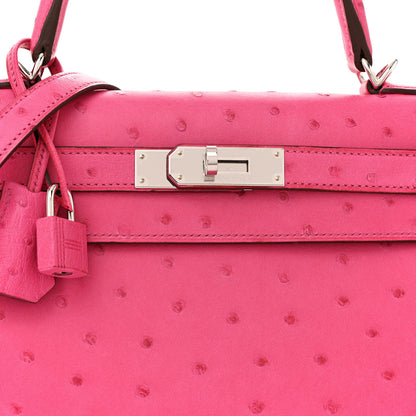 Hermes Ostrich Kelly Sellier 28 Rose Tyrien 8 of 13