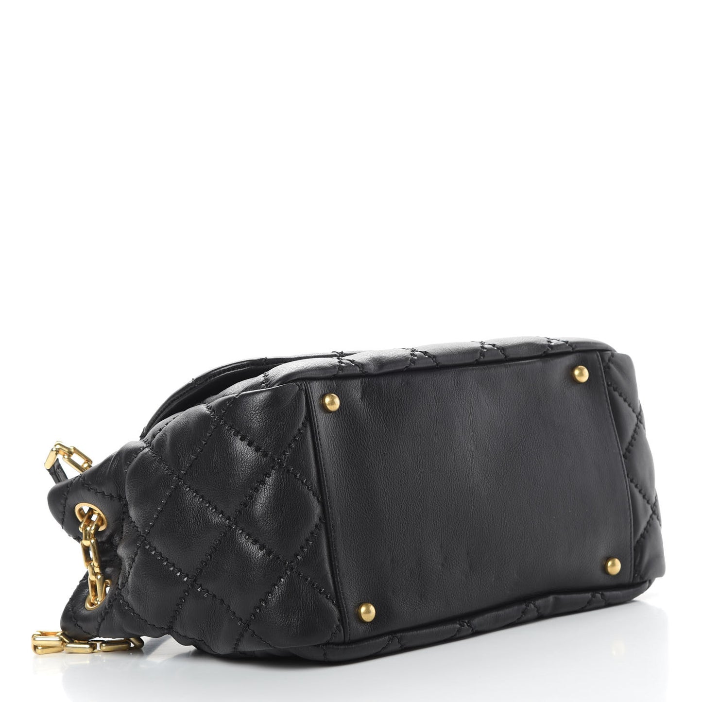 Calfskin Quilted Retro Chain Flap Black