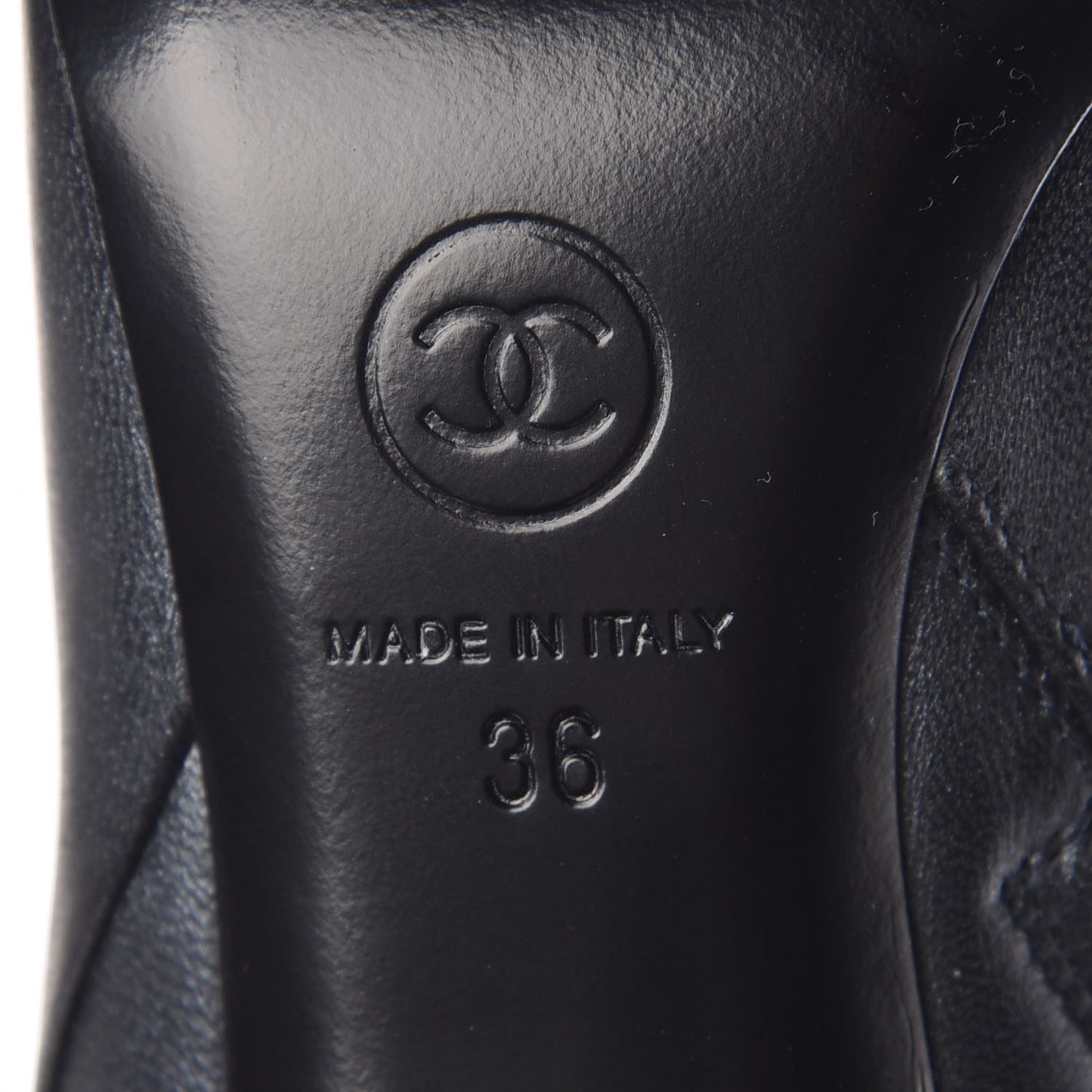 Lambskin CC Cap Toe High Boots 36 Pearly Black