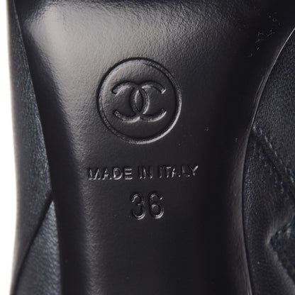 Chanel Lambskin CC Cap Toe High Boots 36 Pearly Black 8 of 10