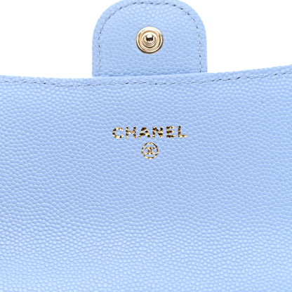 Chanel Caviar Quilted Large Gusset Flap Wallet Light Blue 7 of 10