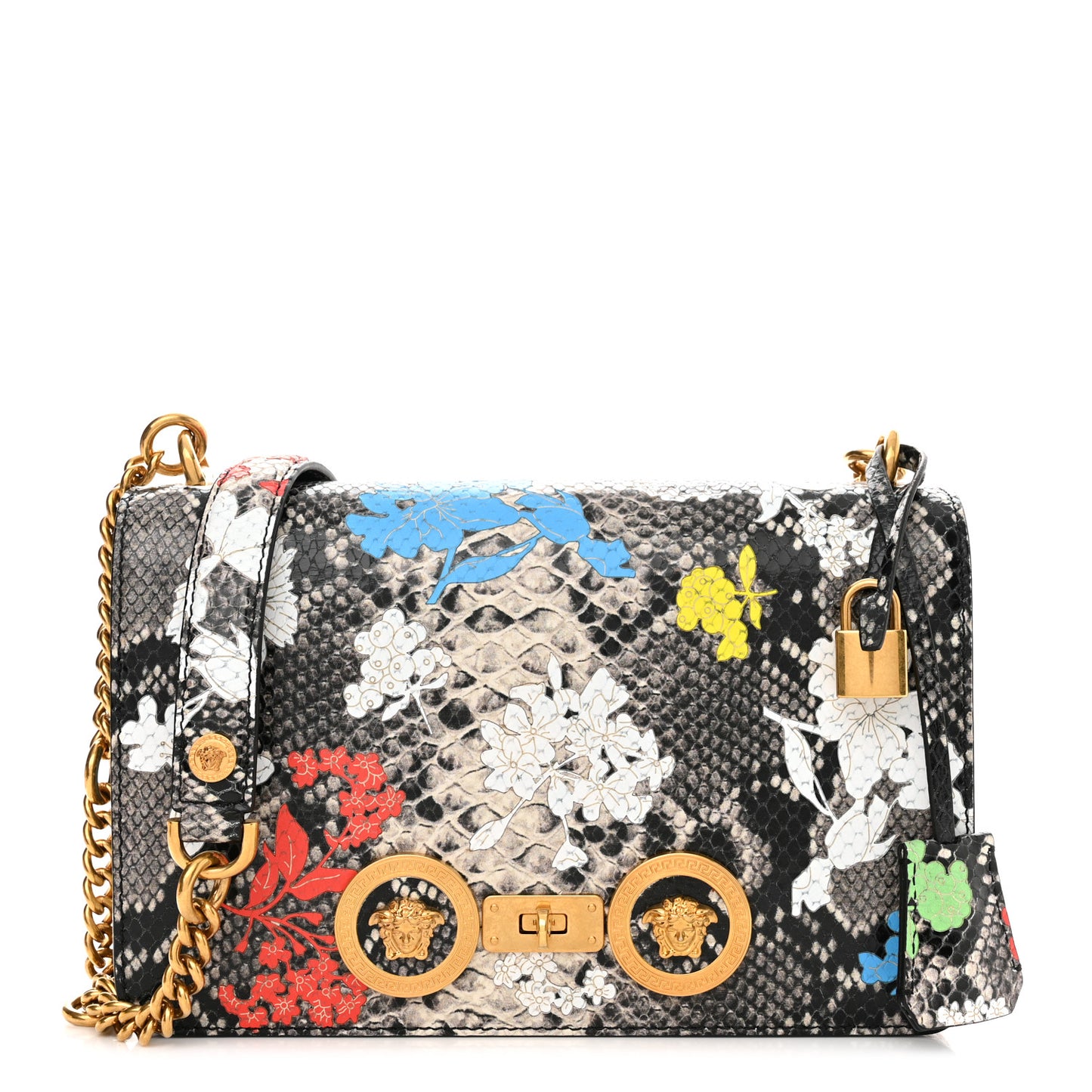 Snakeskin Floral Print Tribute Crossbody Bag Multicolor