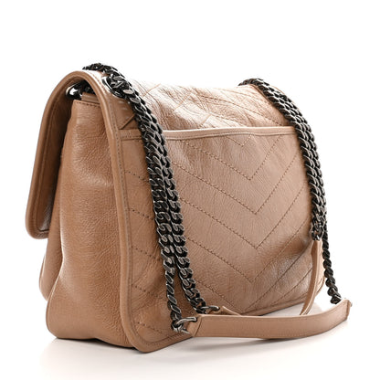 Saint Laurent Crinkled Calfskin Matelasse Monogram Medium Niki Chain Satchel Dark Toffee 3 of 9