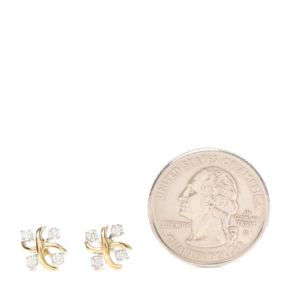 Tiffany Platinum 18K Yellow Gold Diamond Schlumberger Lynn Earrings 2 of 4