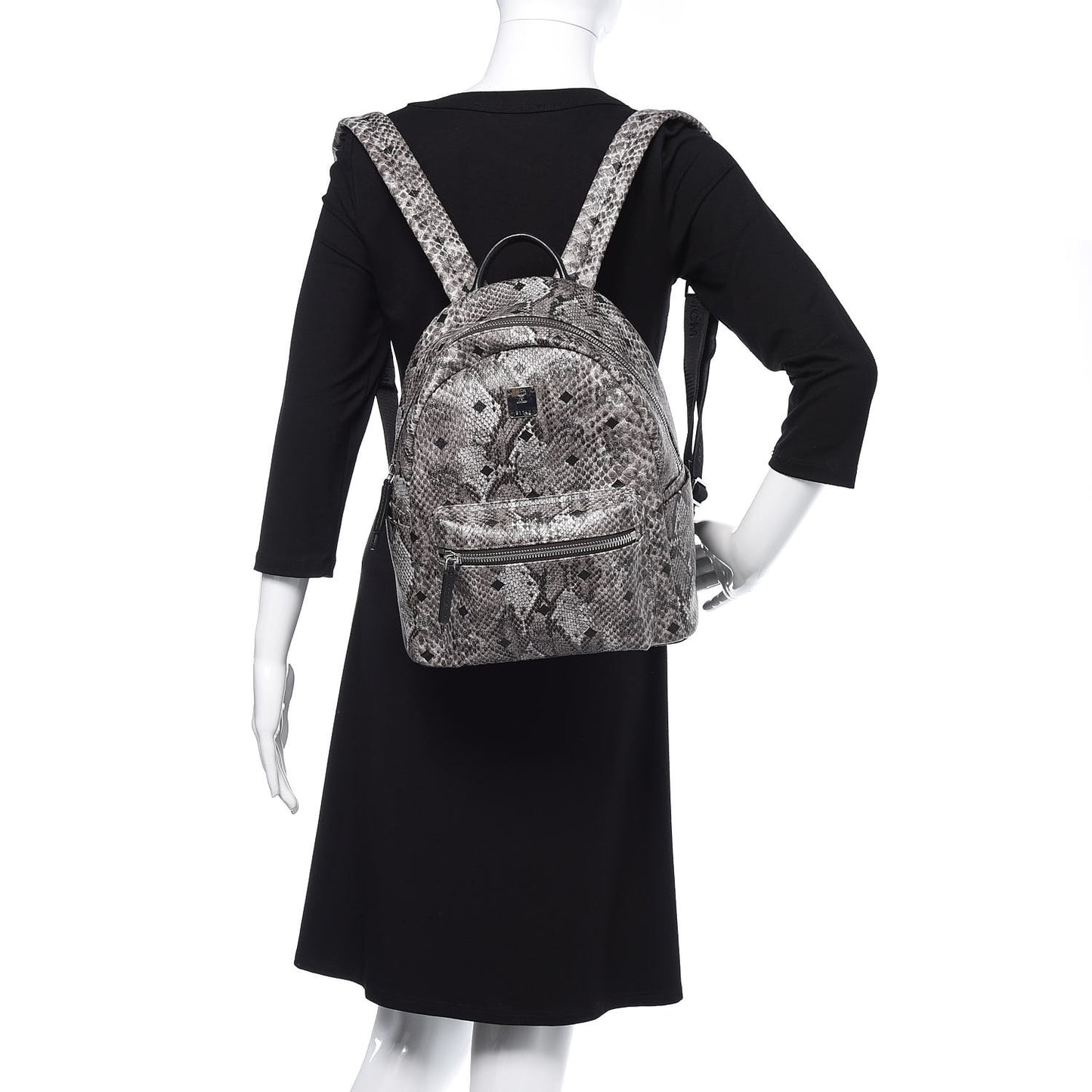 Visetos Snakeskin Printed Small Stark Backpack Light Grey