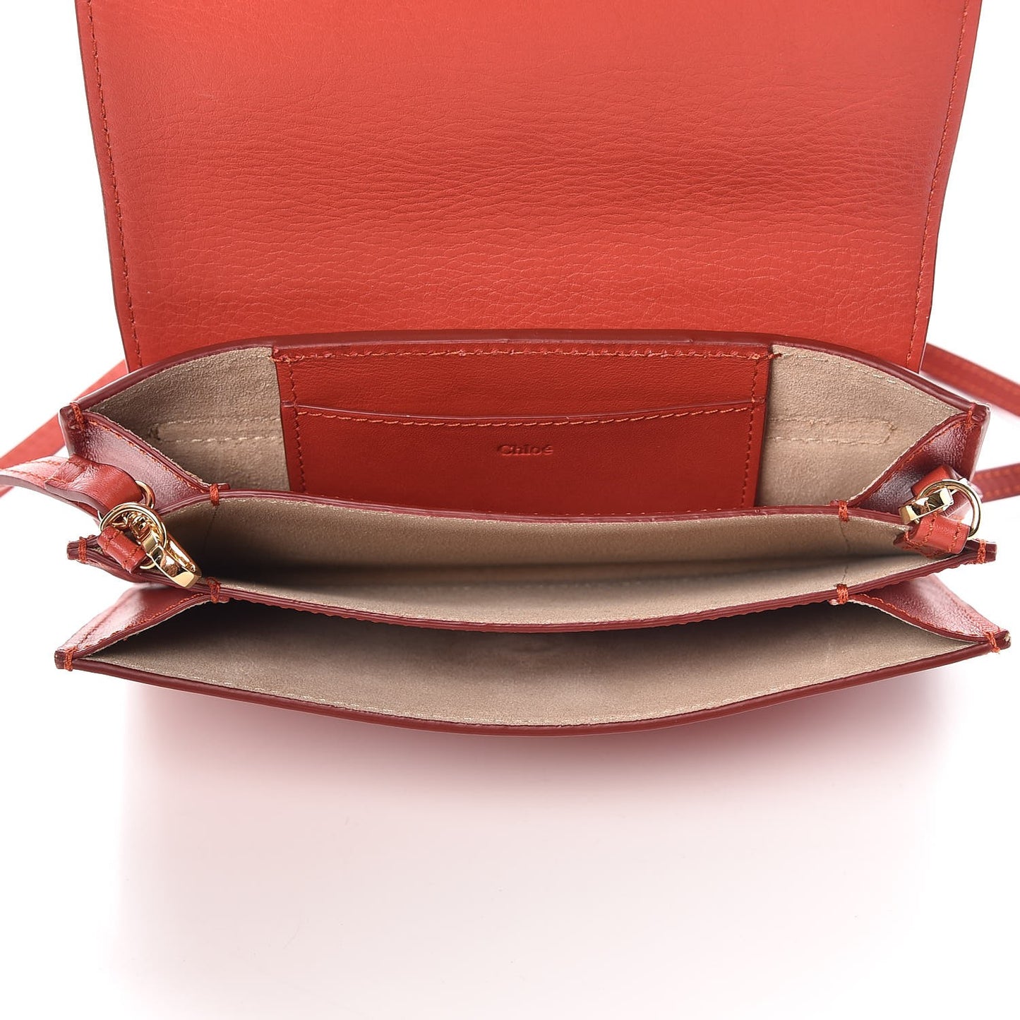 Calfskin Drew Bijou Clutch Earthy Red