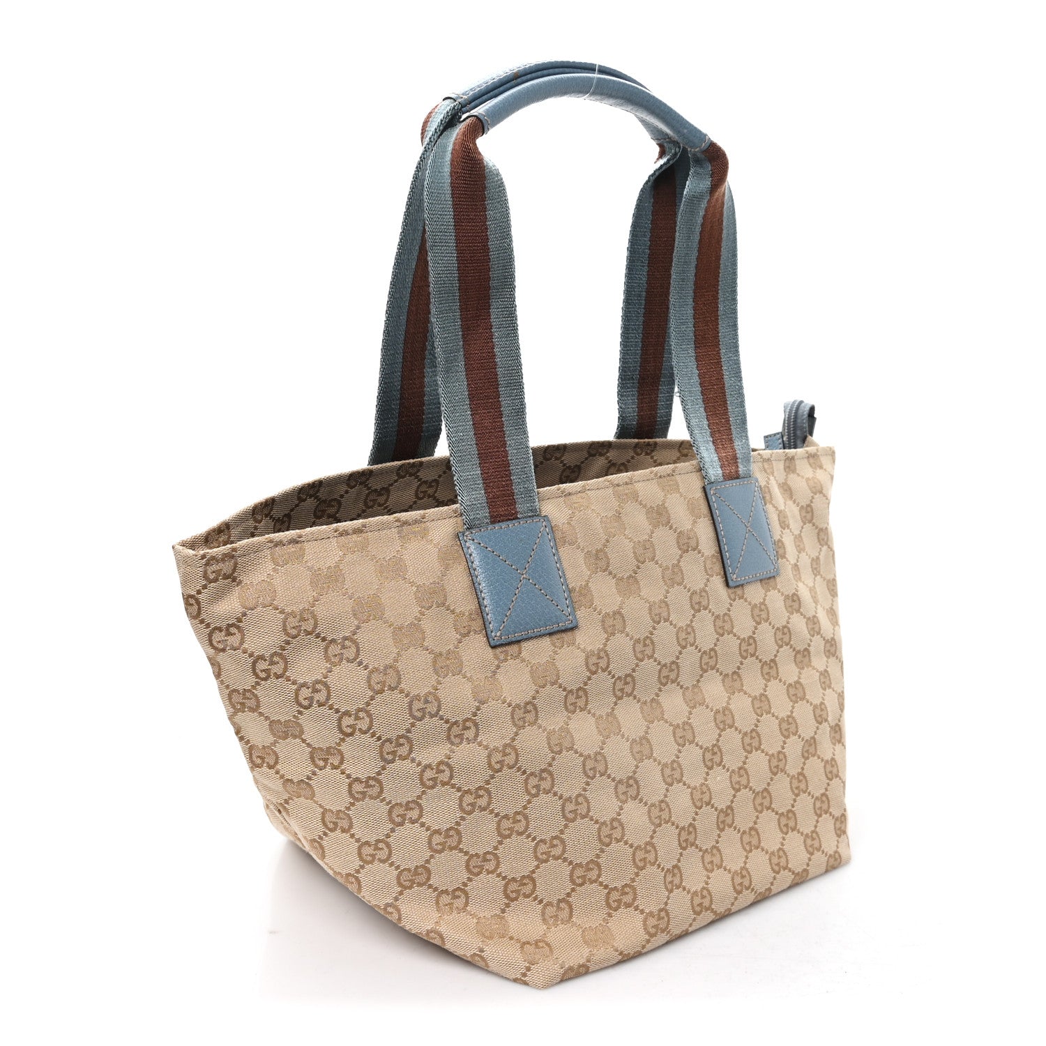 Gucci GG Monogram Medium Web Handle Bucket Tote Blue 3 of 10