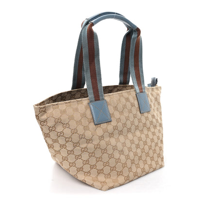 Gucci GG Monogram Medium Web Handle Bucket Tote Blue 3 of 10