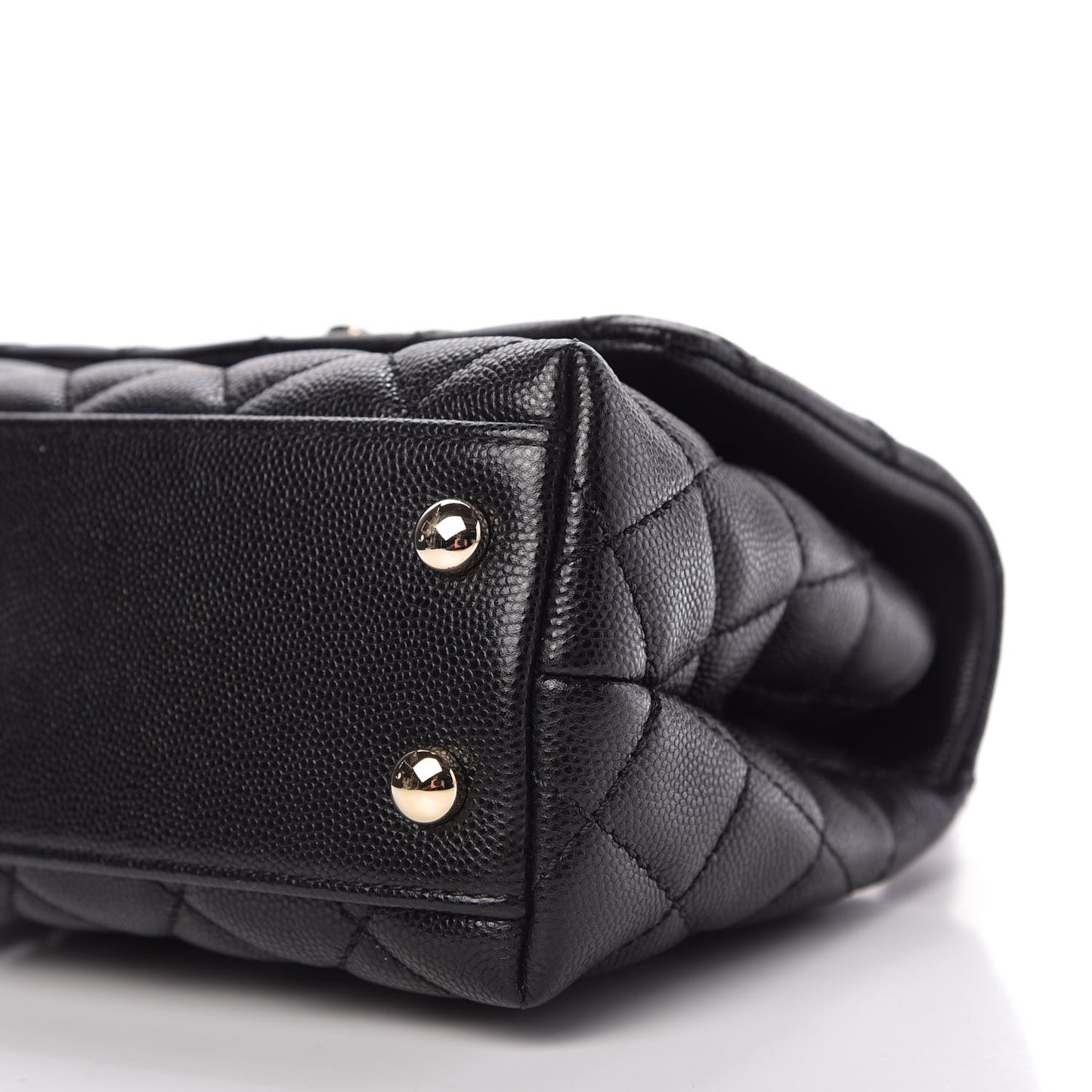 Caviar Lizard Embossed Quilted Extra Mini Coco Handle Flap Black