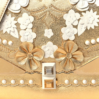 Fendi Metallic Calfskin Wonder Monster Kan I Shoulder Bag Gold 7 of 9