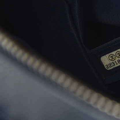 Chanel Tweed Trip Bowling Bag Navy Burgundy 9 of 10