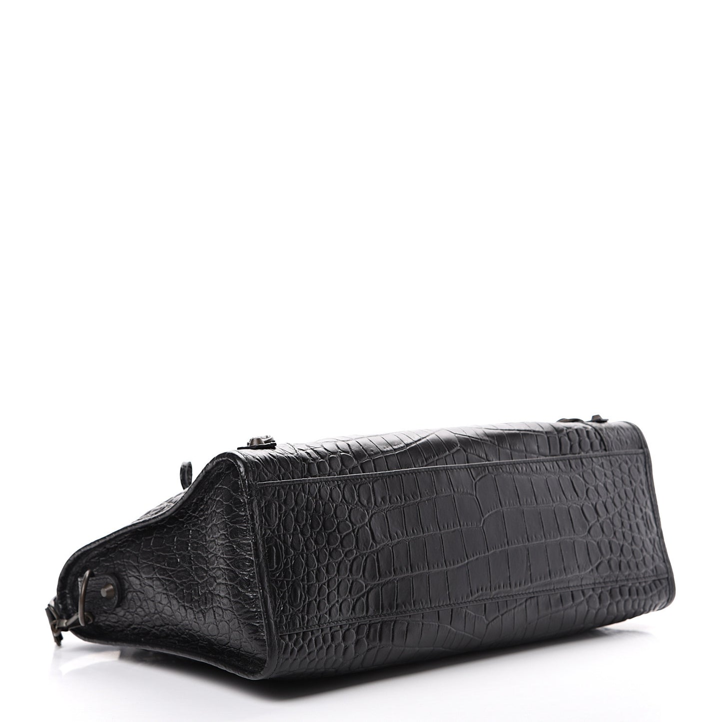 Calfskin Crocodile Embossed Classic Hardware City Black