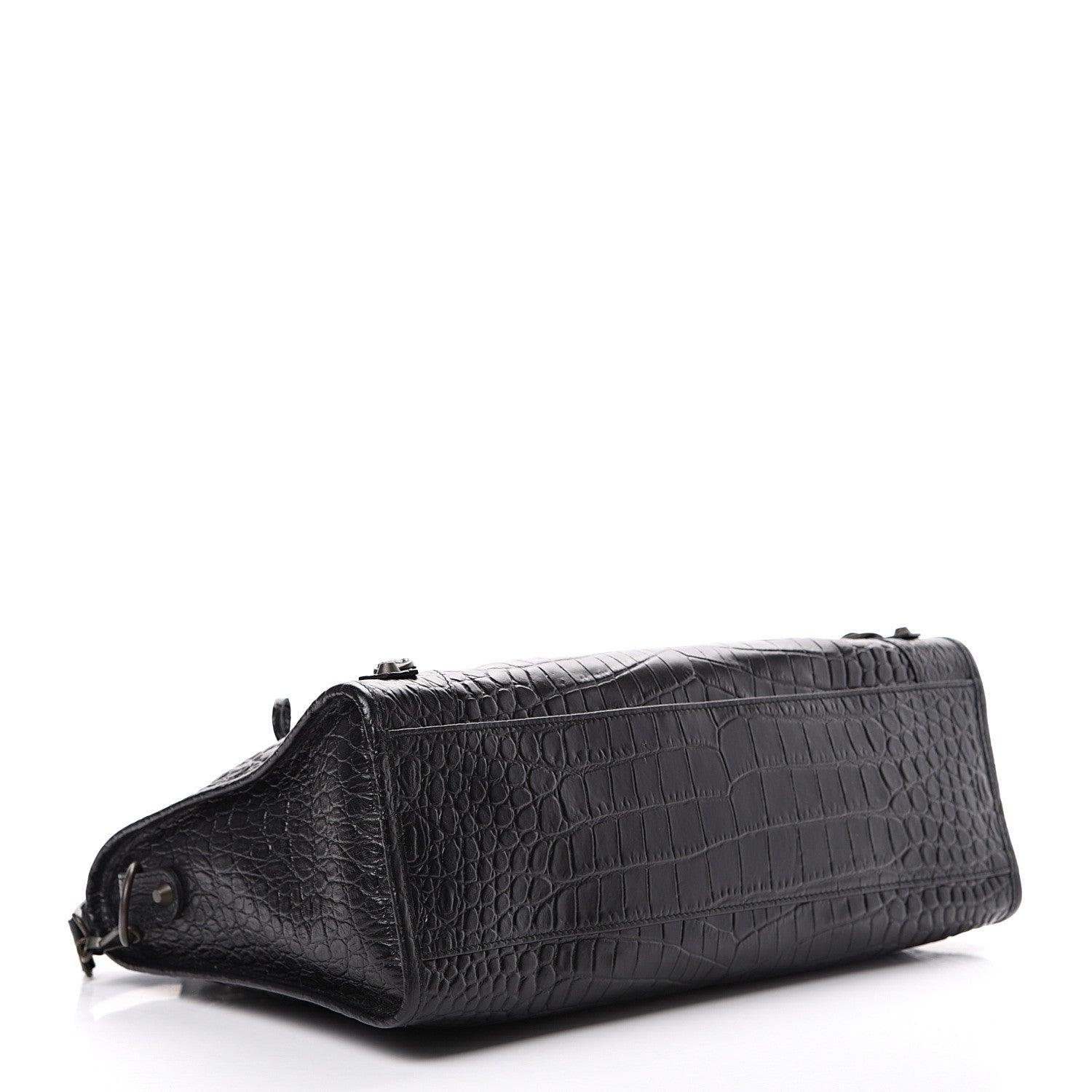 Balenciaga Calfskin Crocodile Embossed Classic Hardware City Black 3 of 9