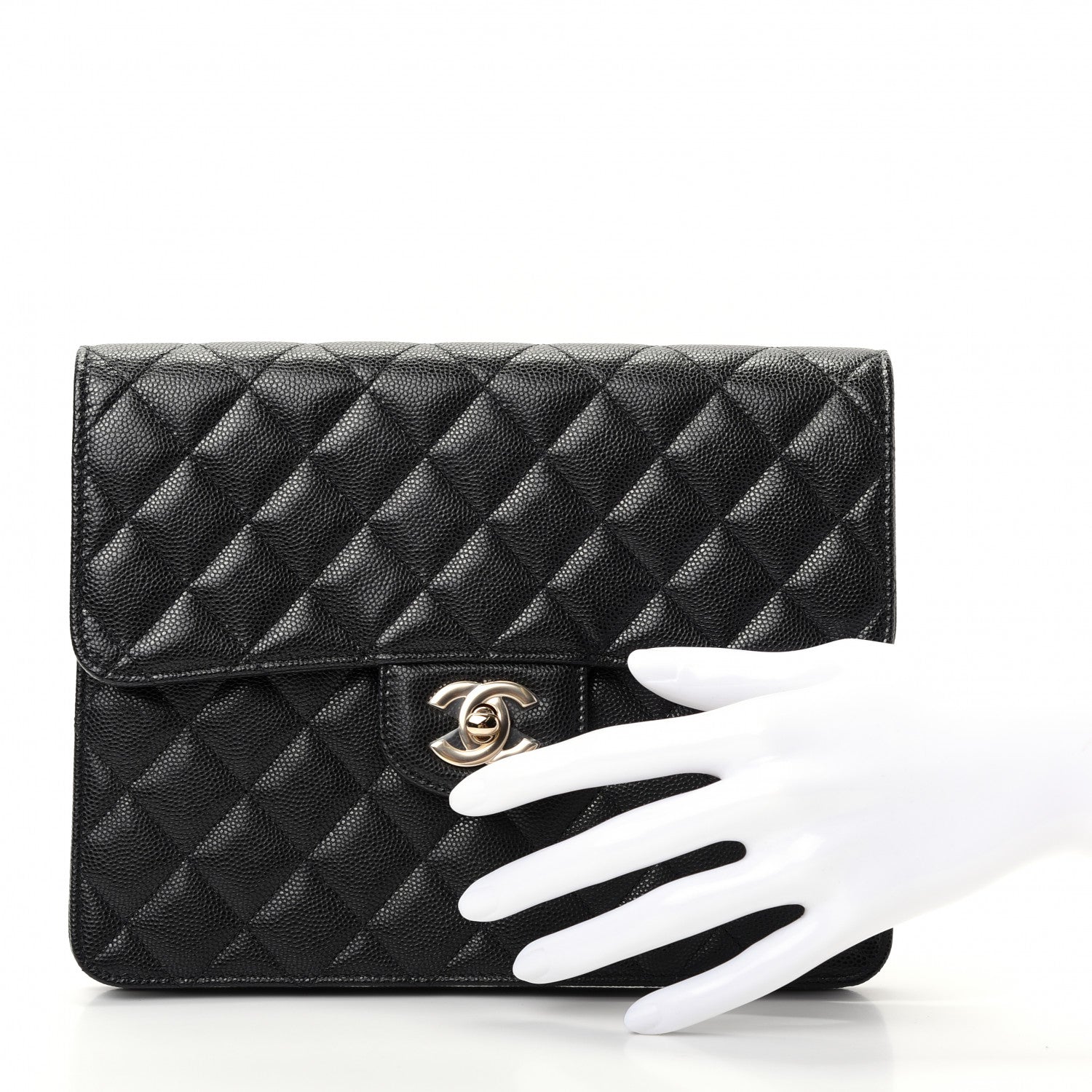 Chanel Caviar Quilted Square Flap Clutch Black 2 of 8