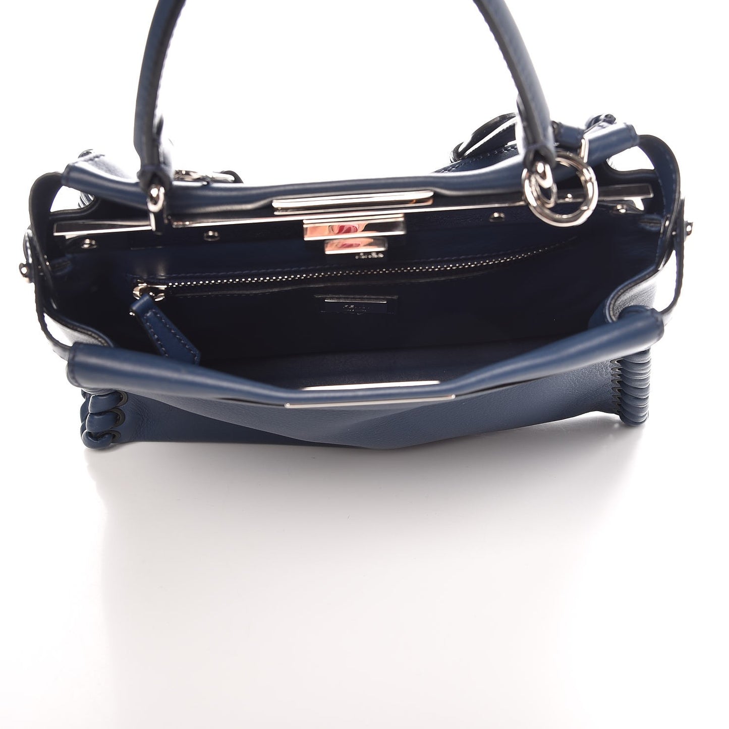 Calfskin Lace Up Medium Peekaboo Iconic Satchel Blue