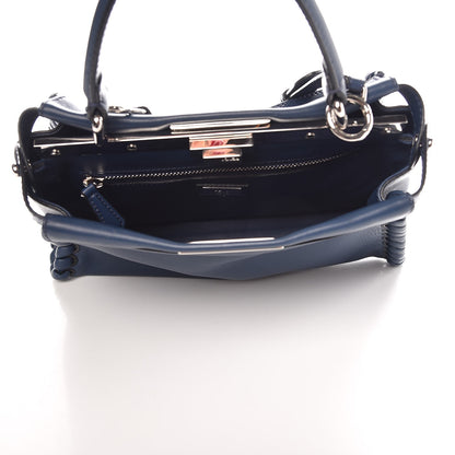 Fendi Calfskin Lace Up Medium Peekaboo Iconic Satchel Blue 7 of 13