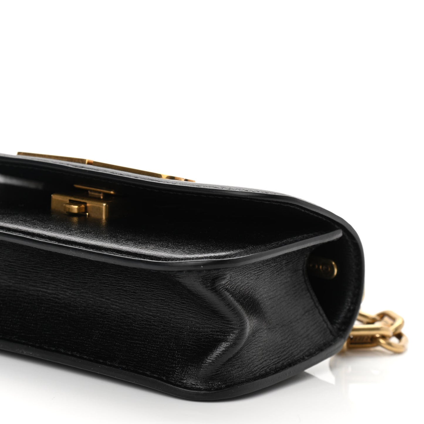 Calfskin Stripe Embossed Gossip Chain Bag XS Black