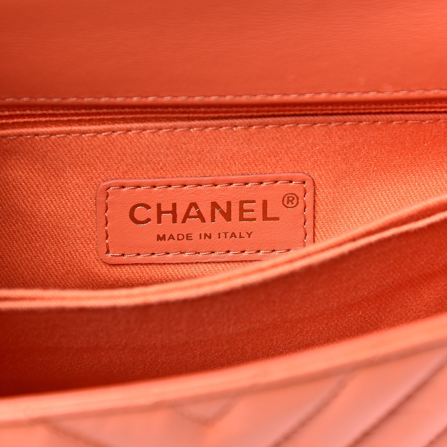 Calfskin Chevron Quilted Mini Coco Handle Flap Orange