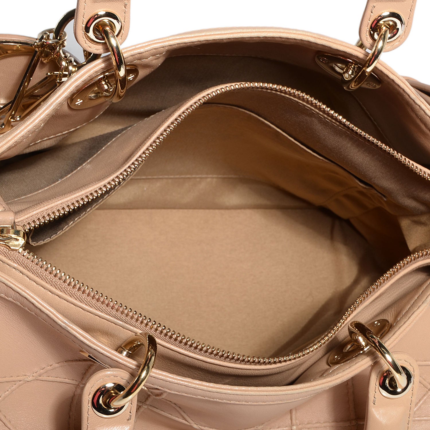 Christian Dior Lambskin Cannage Granville Polochon Beige 5 of 8