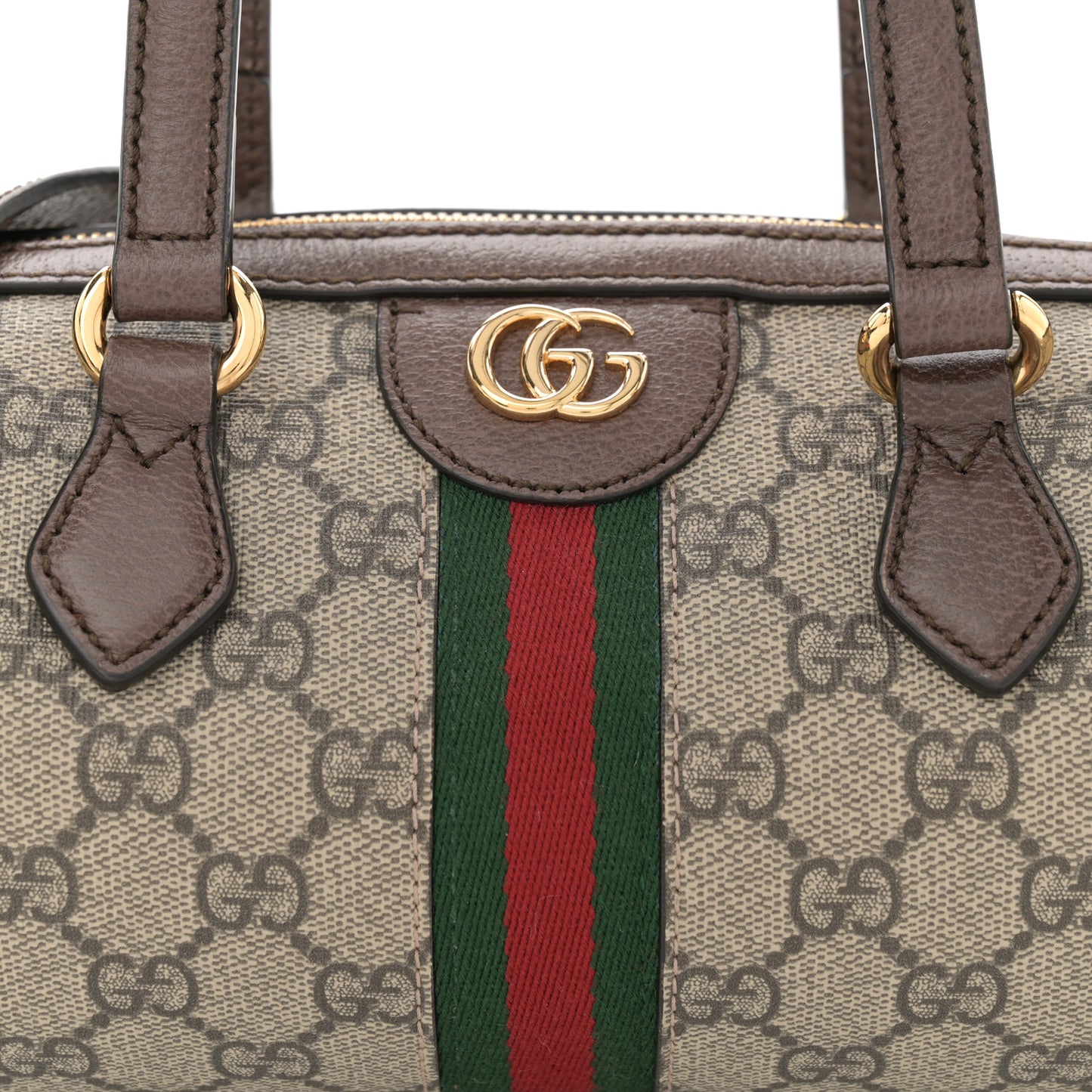 GG Supreme Monogram Web Small Ophidia Boston Bag Beige New Acero