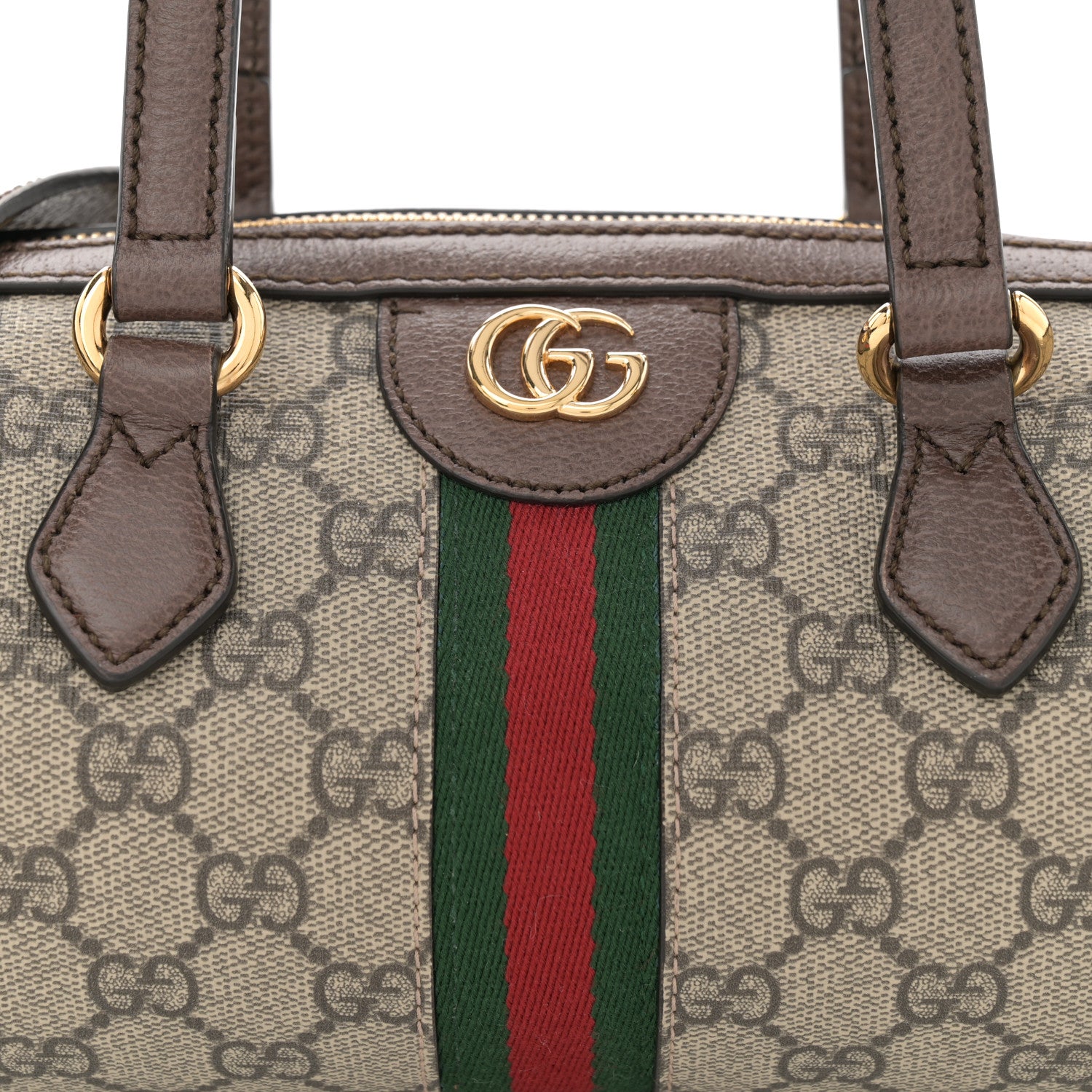 Gucci GG Supreme Monogram Web Small Ophidia Boston Bag Beige New Acero 8 of 11