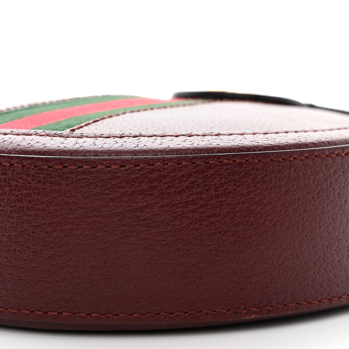 Soft Textured Calfskin Web Mini Ophidia Round Shoulder Bag Vintage Bordeaux