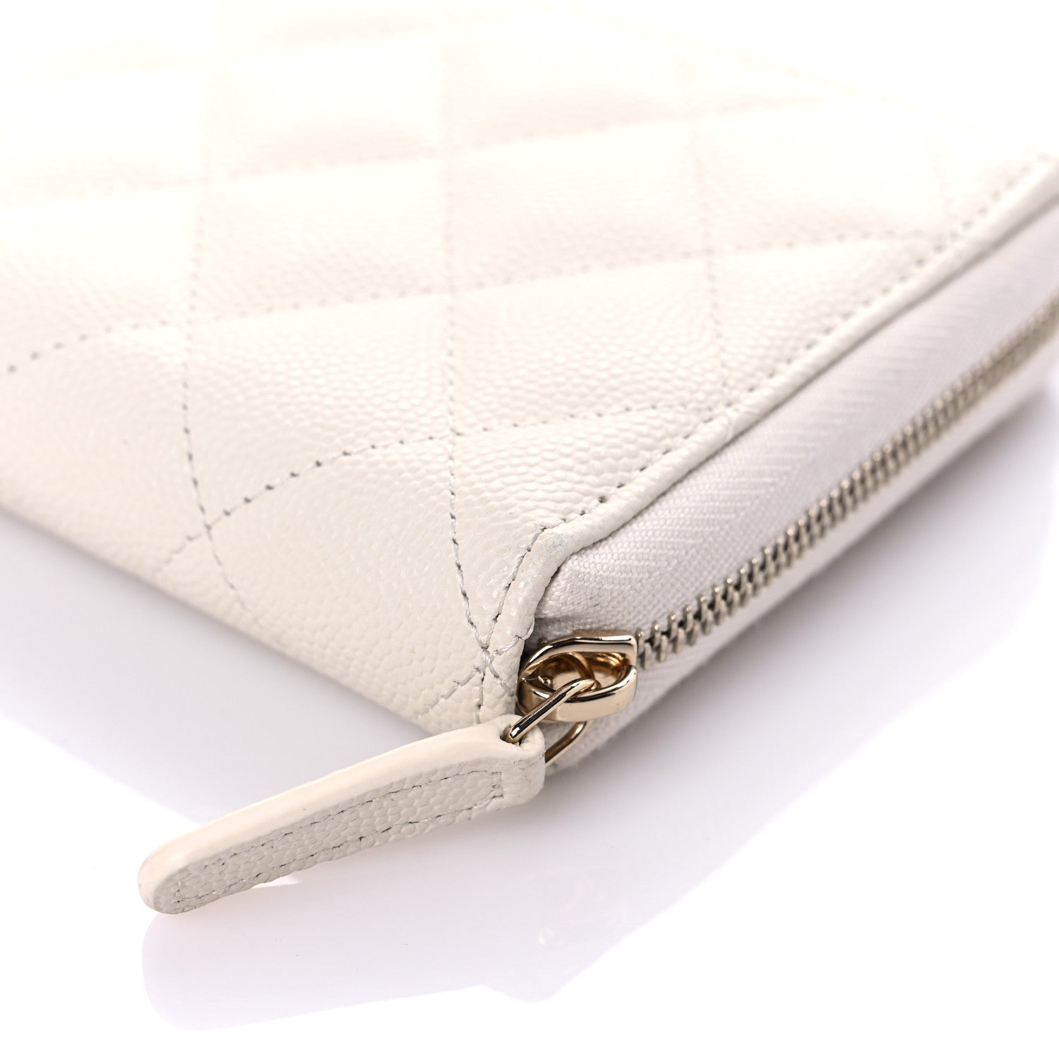 Chanel Caviar Quilted Large Gusset Zip Around Wallet White 12 of 17