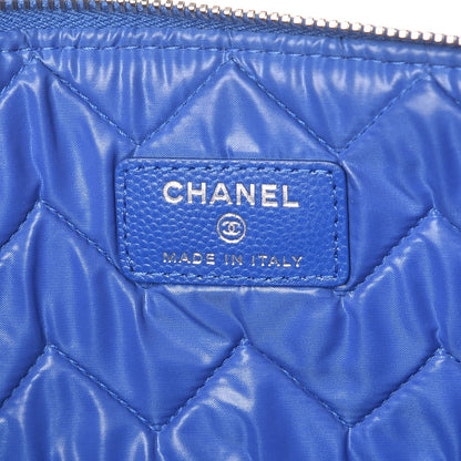 Chanel Caviar Chevron Quilted Large Cosmetic Case Bright Blue 6 of 7